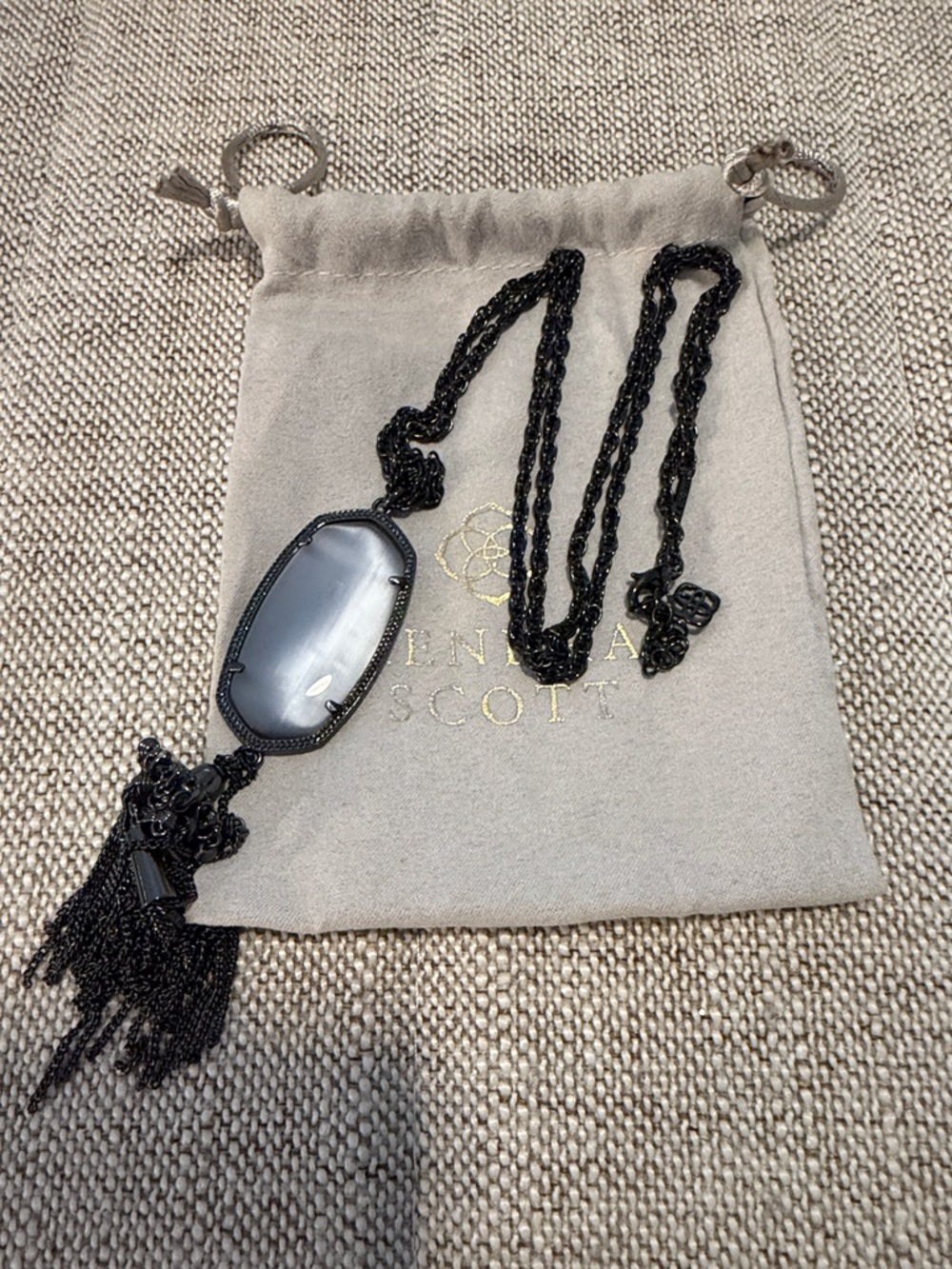 Kendra Scott Slate gray Rayne Tassel Pendant Necklace